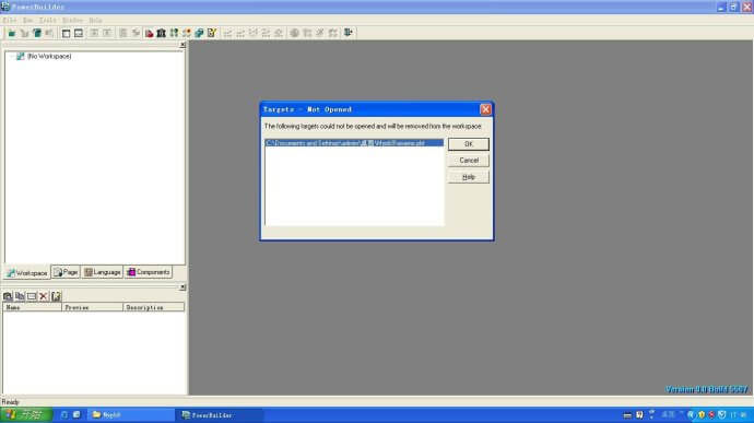 powerbuilder could not be opened